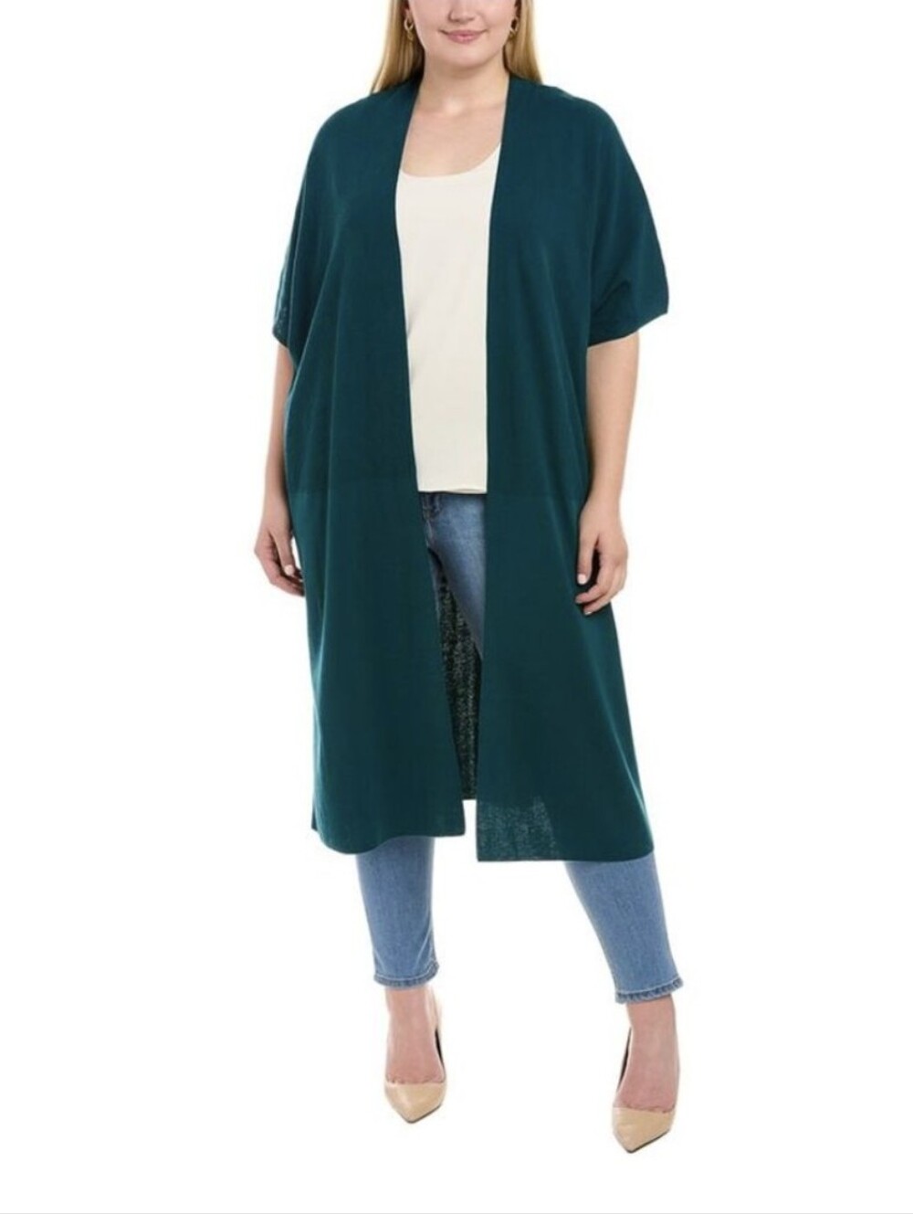 Lafayette 148 New YorkTextured-Stitch Open-Front Cardigan Size 1X
